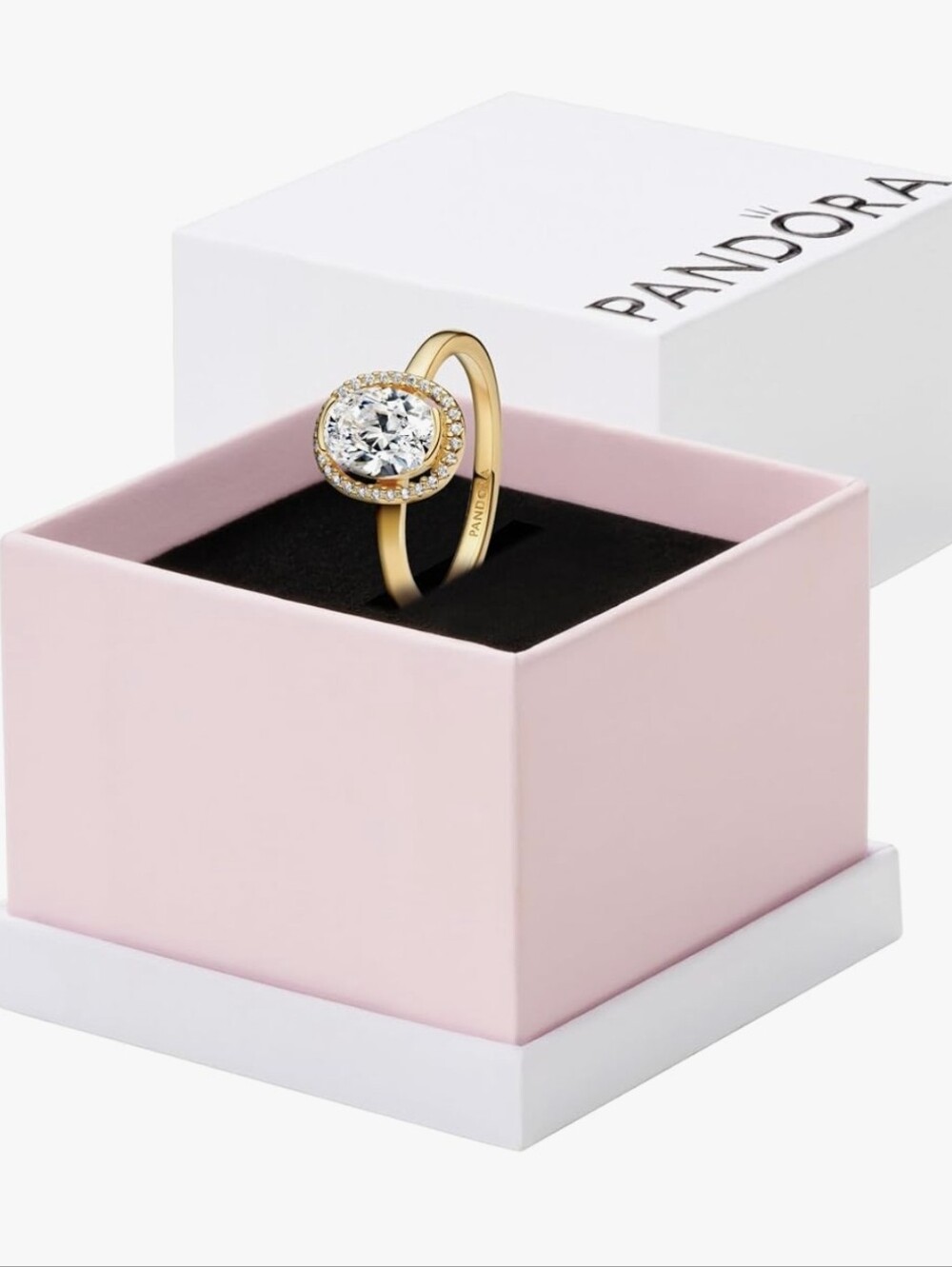 Pandora Gold Halo Ring with Clear Cubic Stone